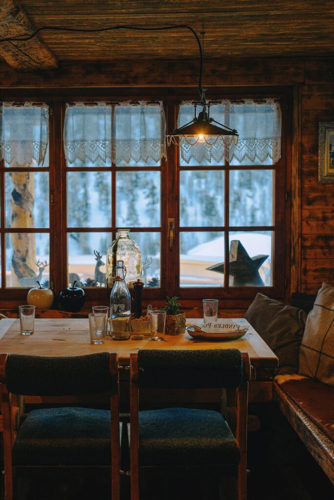 Wisconsin christmas feast with northern woods in the background